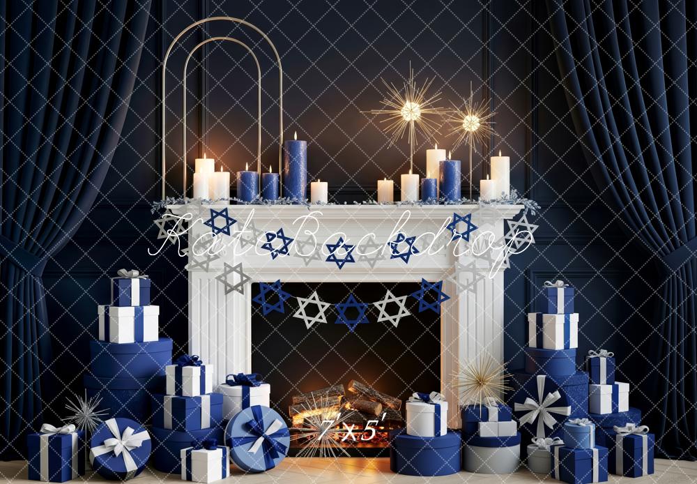Kate Hanukkah Fireplace Candles Star Decorations Backdrop Designed by Patty Roberts