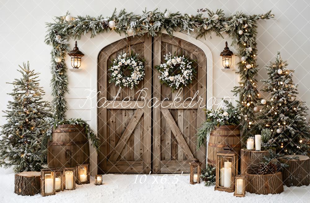 Kate Christmas Wooden Door Fleece Backdrop Designed by Emetselch