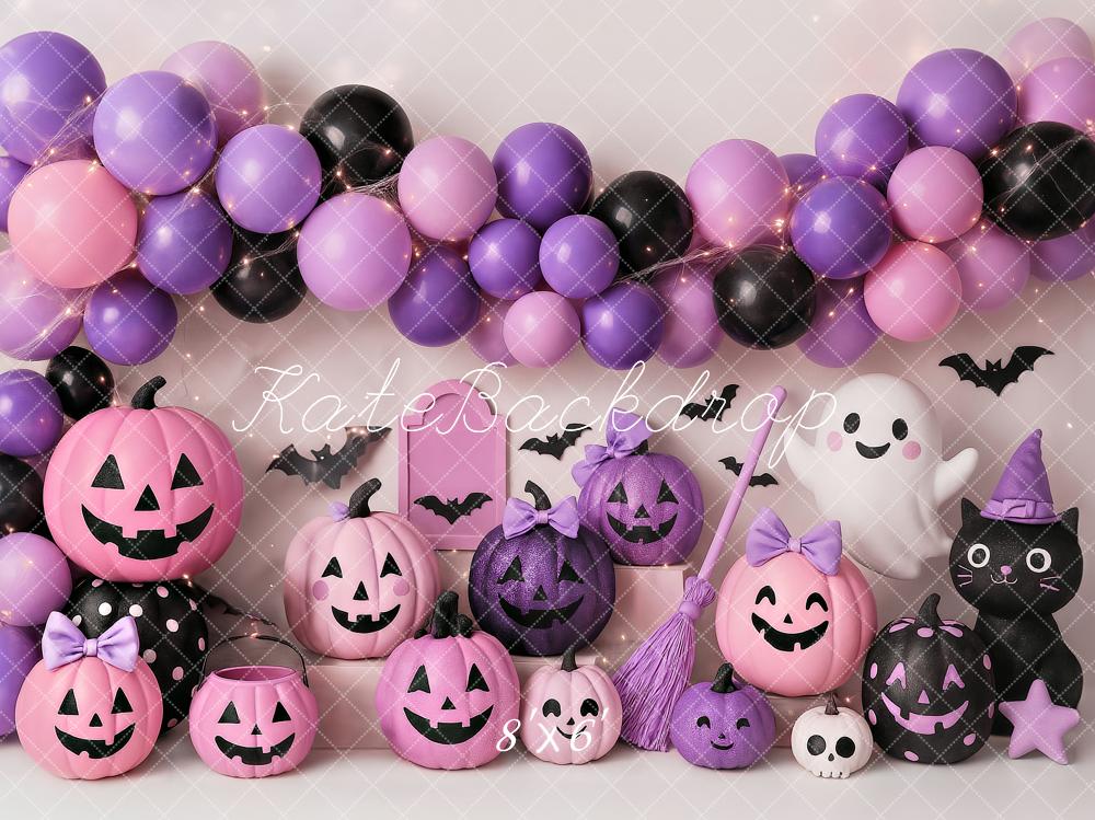 Kate Halloween Pumpkins Balloons Backdrop Designed by Ashley Paul - Kate Backdrop AU