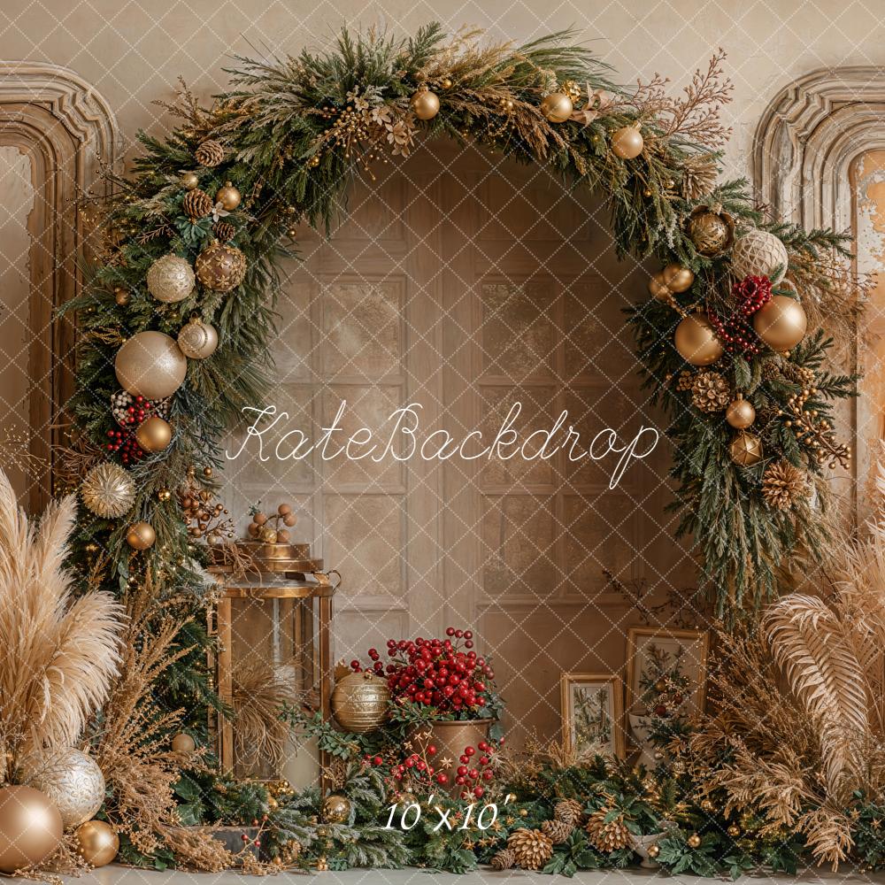 Kate Christmas Arch Pampas Grass Backdrop Designed by Emetselch - Kate Backdrop AU