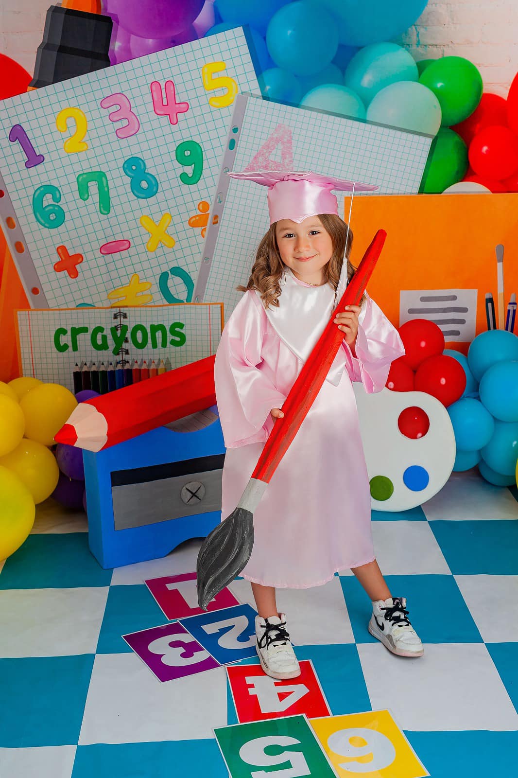 Kate Back to School Backdrop Cartoon Crayons Book for Photography - Kate Backdrop AU