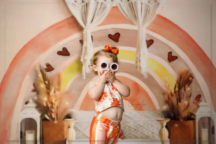Kate Valentine's Day Boho Rainbow Birthday Backdrop for Photography - Kate Backdrop AU