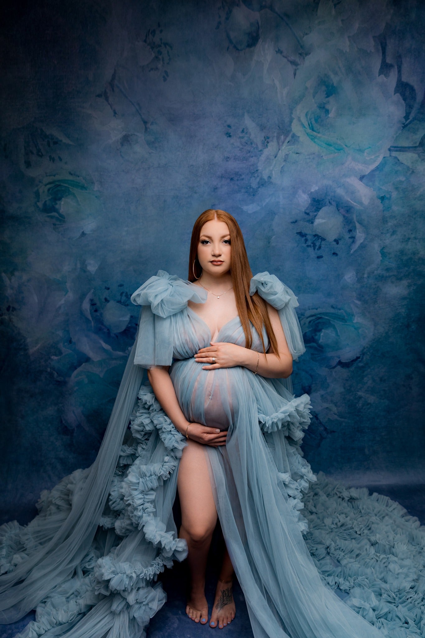 Kate Blue Floral Backdrop Designed by Kate Image - Kate Backdrop AU
