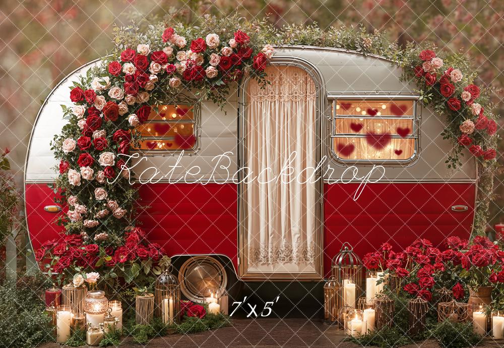 Kate Caravan Red Roses Candles Backdrop Designed by Emetselch