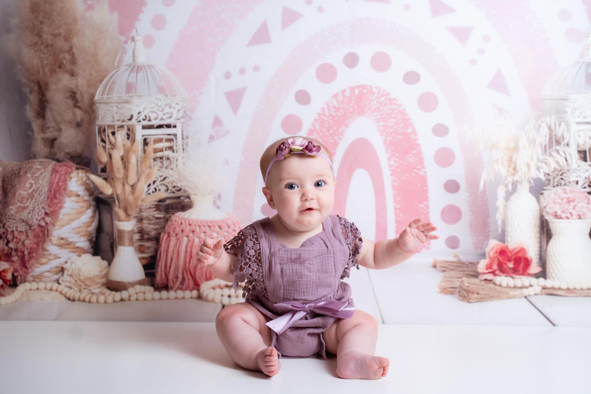 Kate Rainbow Boho Backdrop Cake Smash Designed by Ashley Paul - Kate Backdrop AU