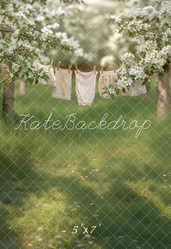 Kate Blossom Trees Clothesline Meadow Backdrop Designed by Chain