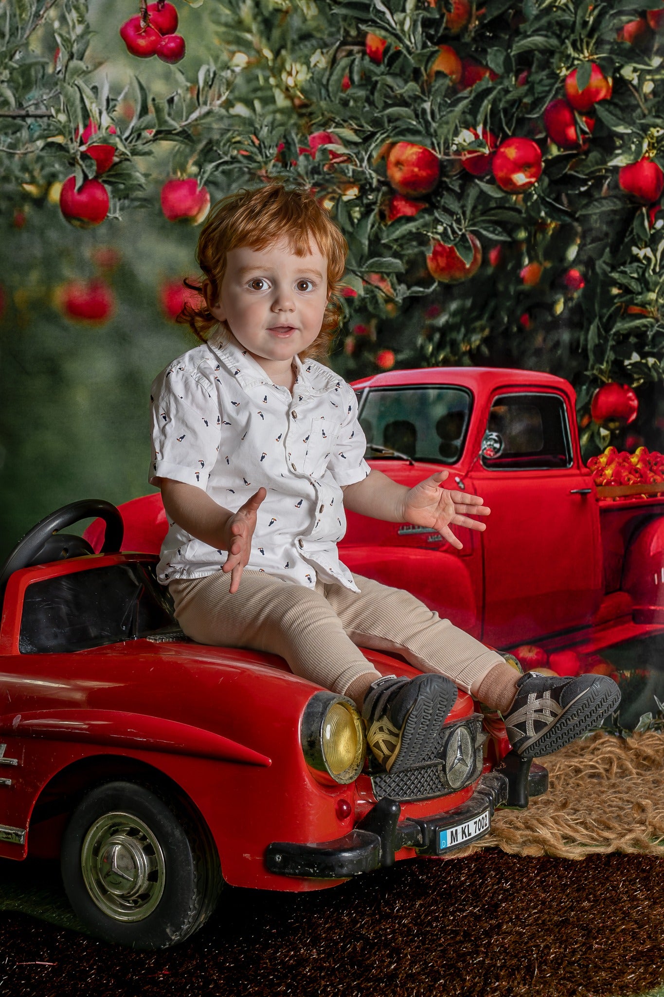 Kate Summer Apple Orchard Red Truck Backdrop Designed by Rosabell Photography - Kate Backdrop AU