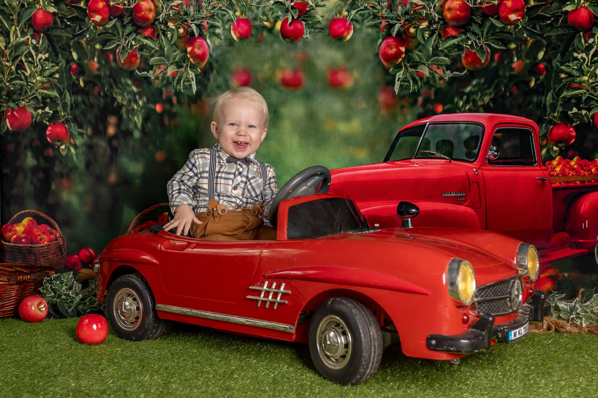 Kate Summer Apple Orchard Red Truck Backdrop Designed by Rosabell Photography - Kate Backdrop AU