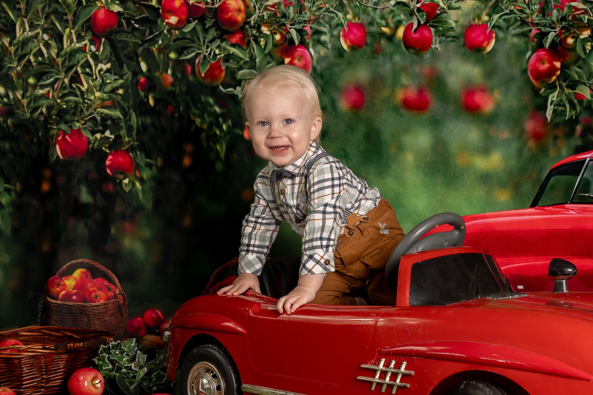 Kate Summer Apple Orchard Red Truck Backdrop Designed by Rosabell Photography