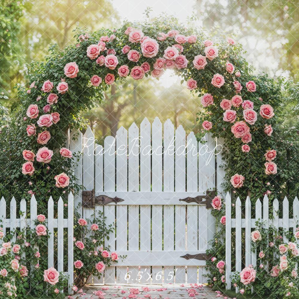 Kate Flower Arch Pink Roses Garden Gate Backdrop Designed by Emetselch