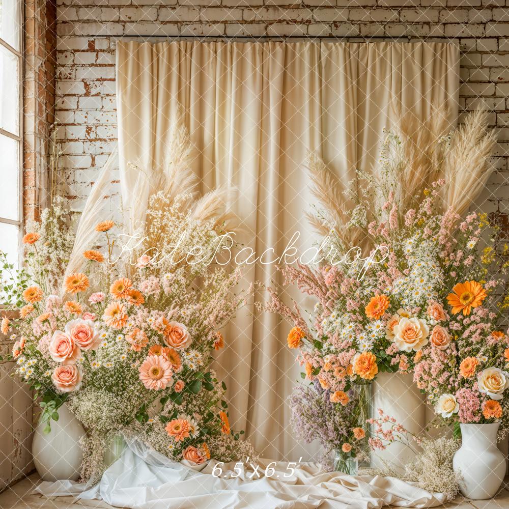 Kate Flower Arch Neutral Curtain Backdrop Designed by Emetselch