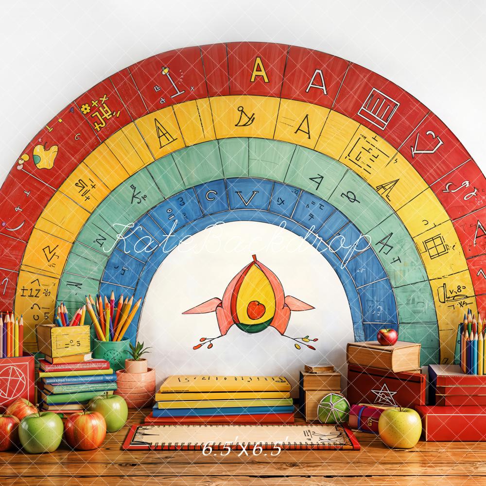 Kate Back to School Rainbow Pencils Books Backdrop Designed by Emetselch - Kate Backdrop AU