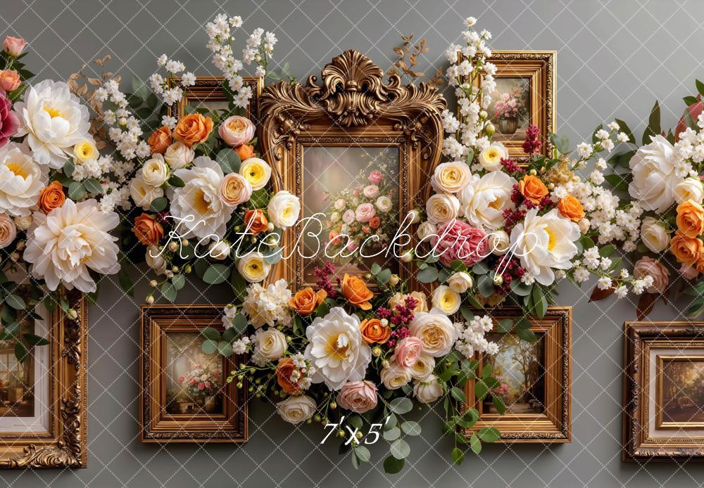 Kate Flower Ornate Frames Floral Backdrop Designed by Mini MakeBelieve