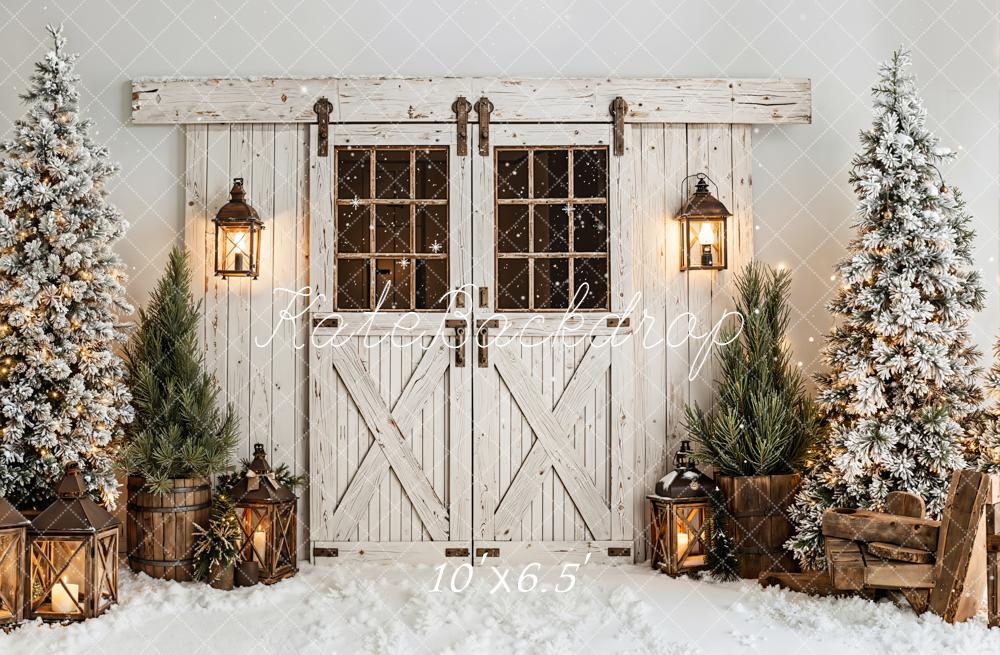 Kate Christmas Winter Snow Wooden Door Backdrop Designed by Emetselch