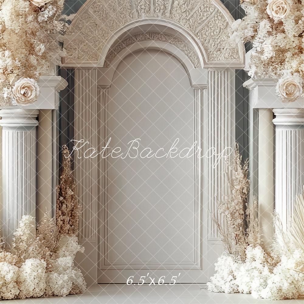 Kate Wedding Arch Floral Columns Beige Backdrop Designed by Mini MakeBelieve - Kate Backdrop AU