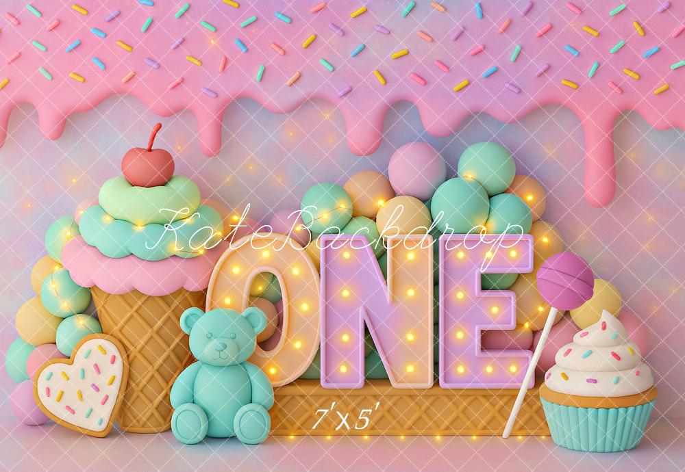 Kate Cake Smash ONE Ice Cream Backdrop Designed by Ashley Paul