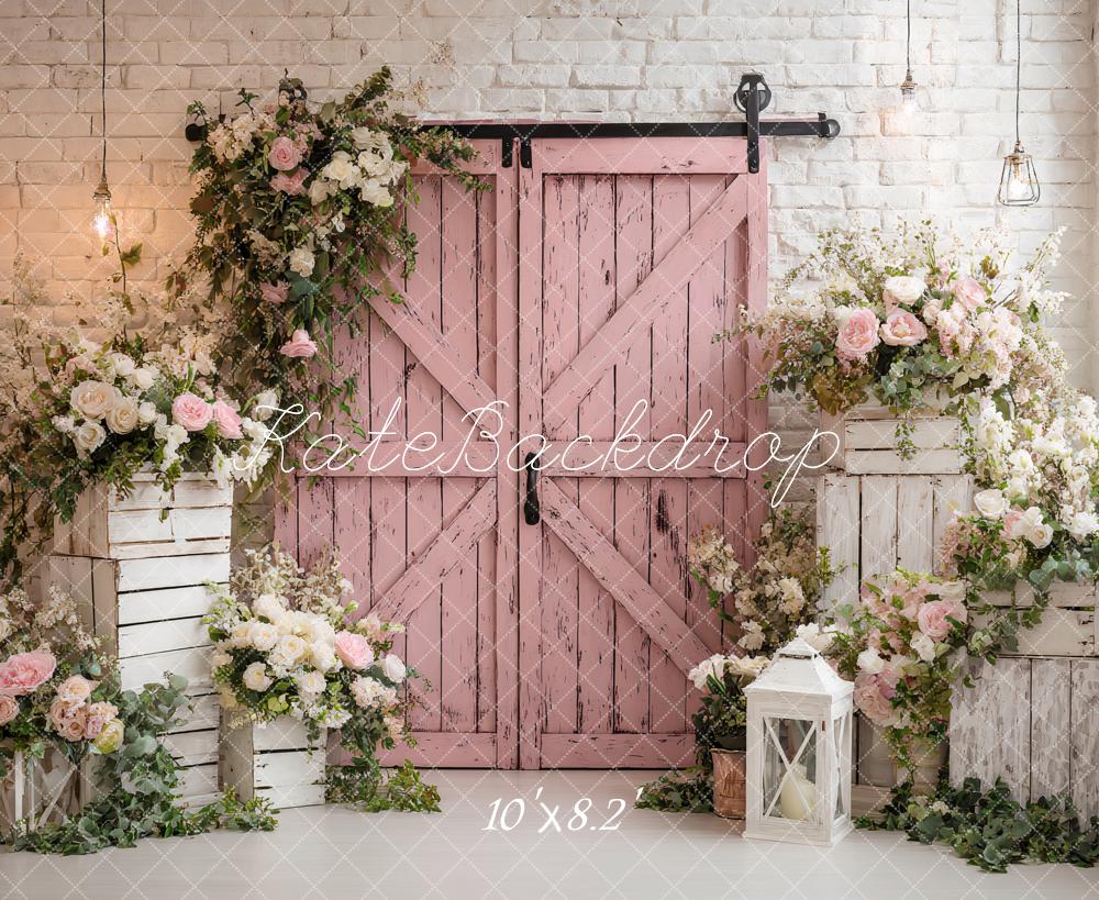 Kate Spring Pink Barn Door Backdrop Designed by Ashley Paul
