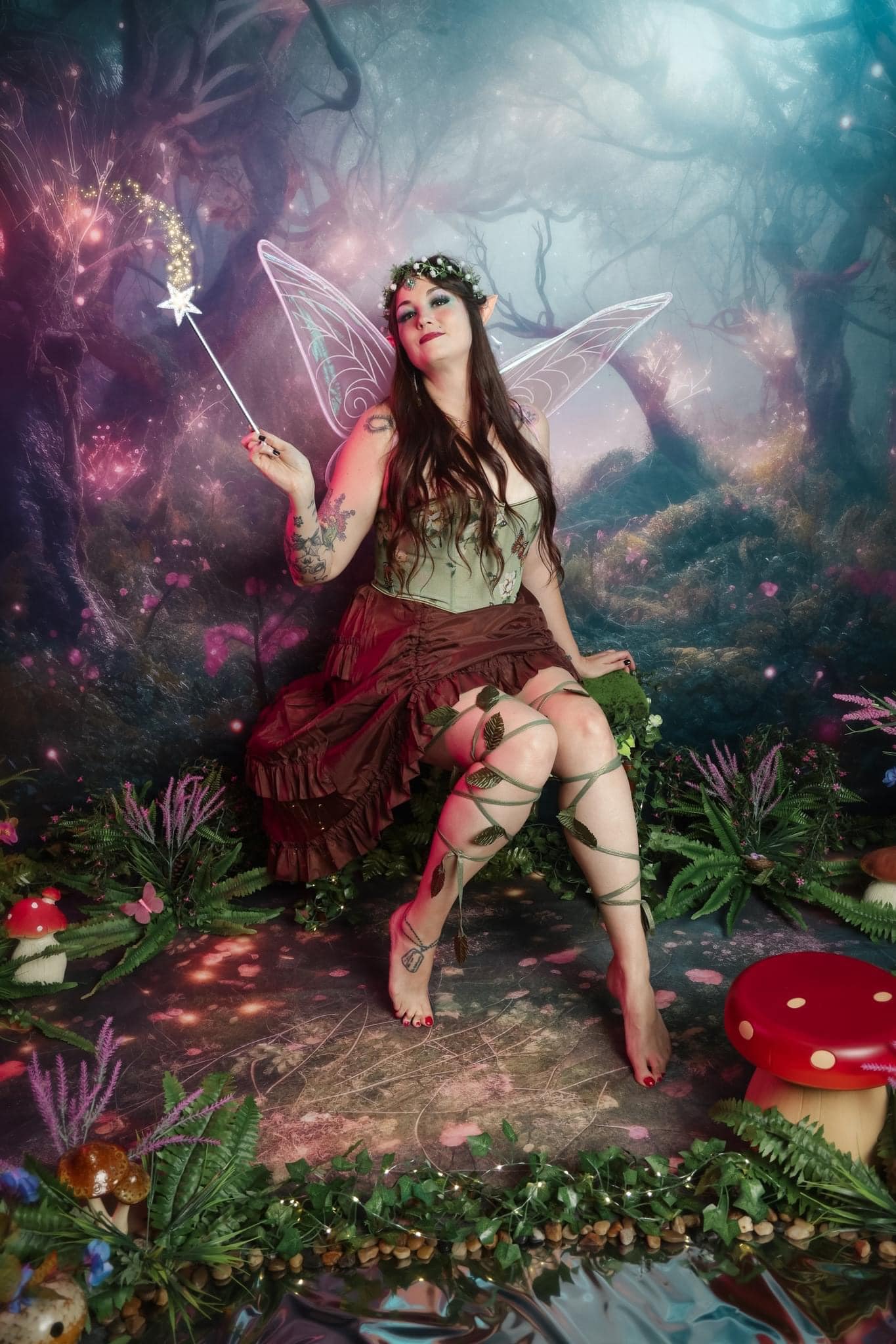 Kate Enchanted Fairy Forest Backdrop+Spring Flower Floor Designed by Mandy Ringe Photography - Kate Backdrop AU