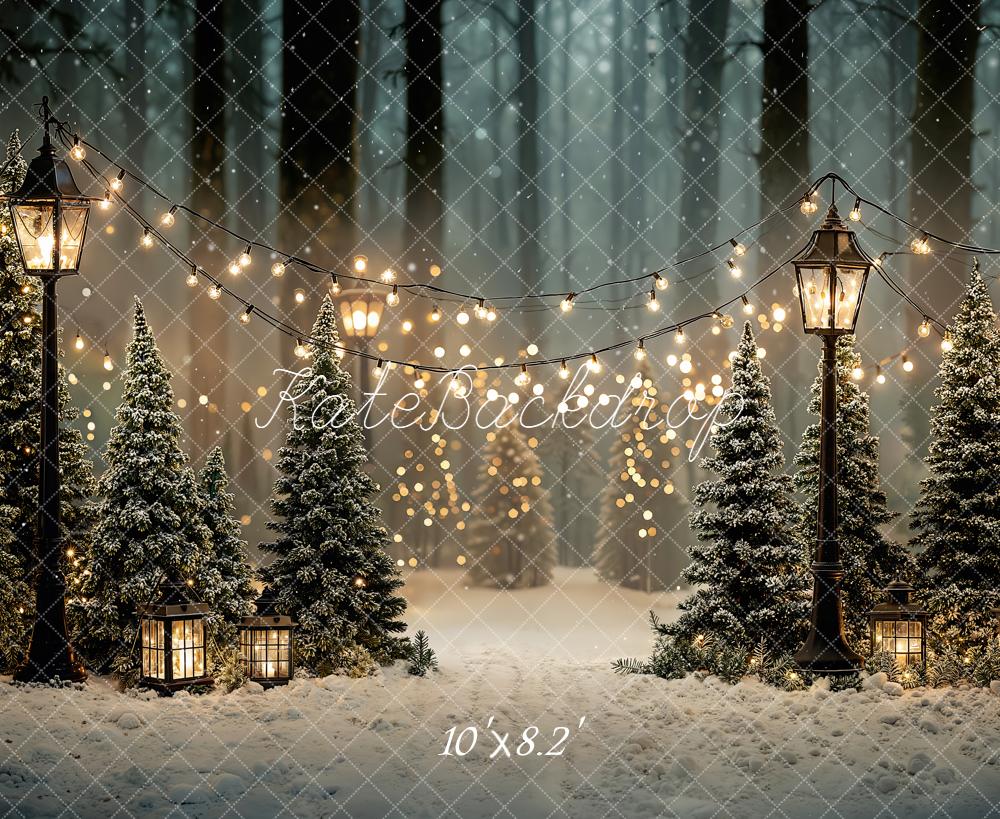 Lightning Deal Kate Christmas Snowy Trees Lamp Backdrop Designed by Emetselch
