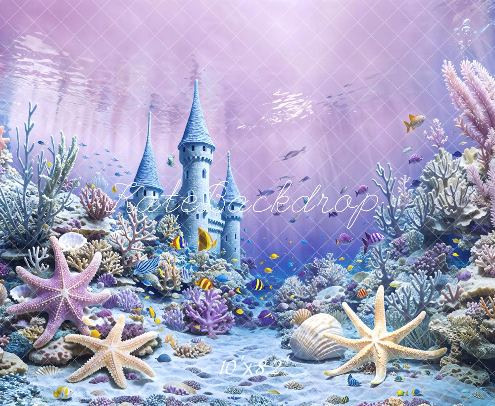 Kate Mermaid Underwater Castle Coral Starfish Backdrop Designed by Emetselch