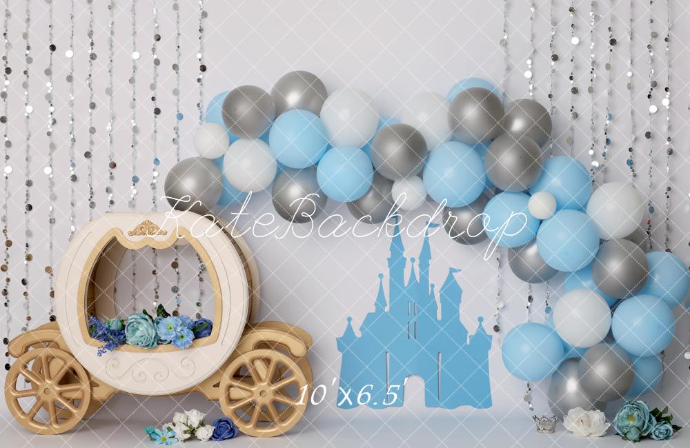 Kate Carriage Blue Castle Balloons Backdrop Designed by Melissa King