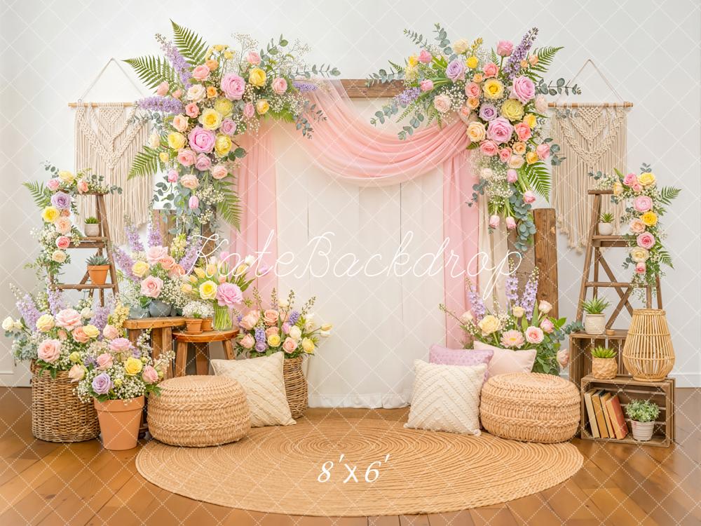 Kate Flower Boho Macrame Pastel Backdrop Designed by Emetselch