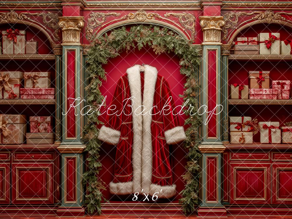 Kate Christmas Santa Coat Red Backdrop Designed by Patty Roberts - Kate Backdrop AU