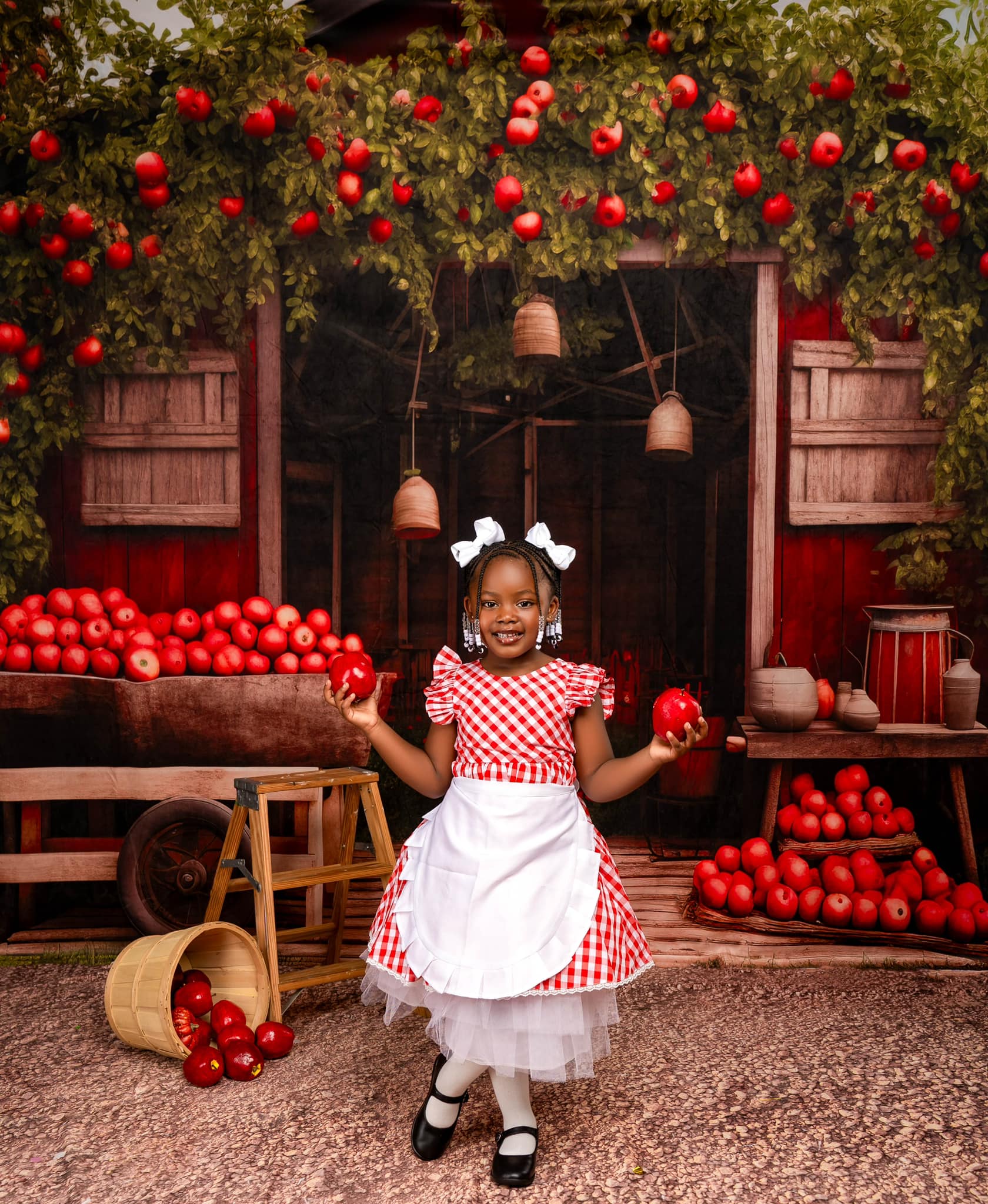 Kate Autumn/Fall Apple Farm Backdrop+Soil Floor Backdrop for Photography