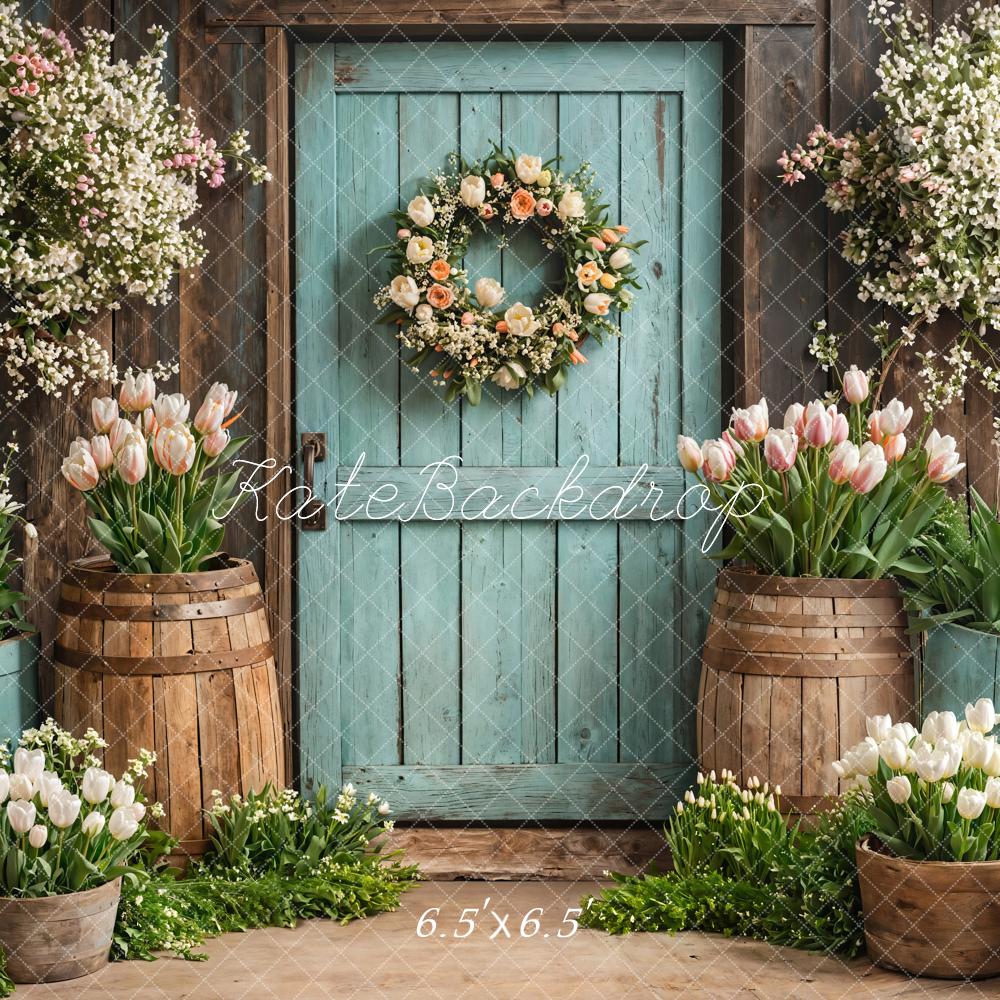 Kate Rustic Wooden Door Flower Backdrop Designed by Emetselch