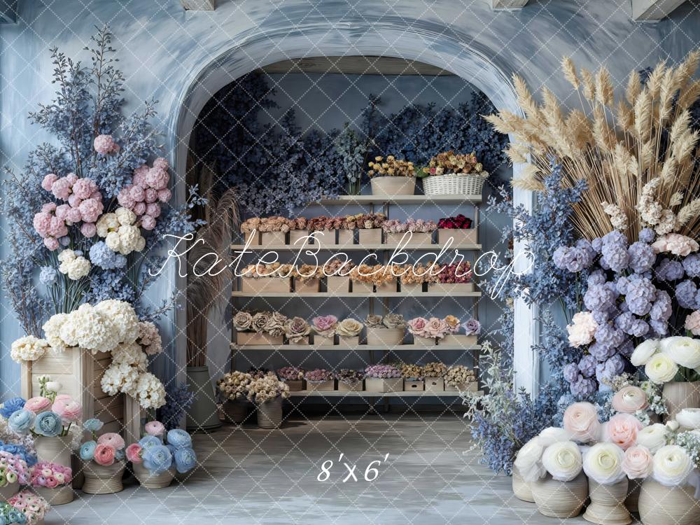 Kate Flower Arch Cabinet Blue Backdrop Designed by Mini MakeBelieve