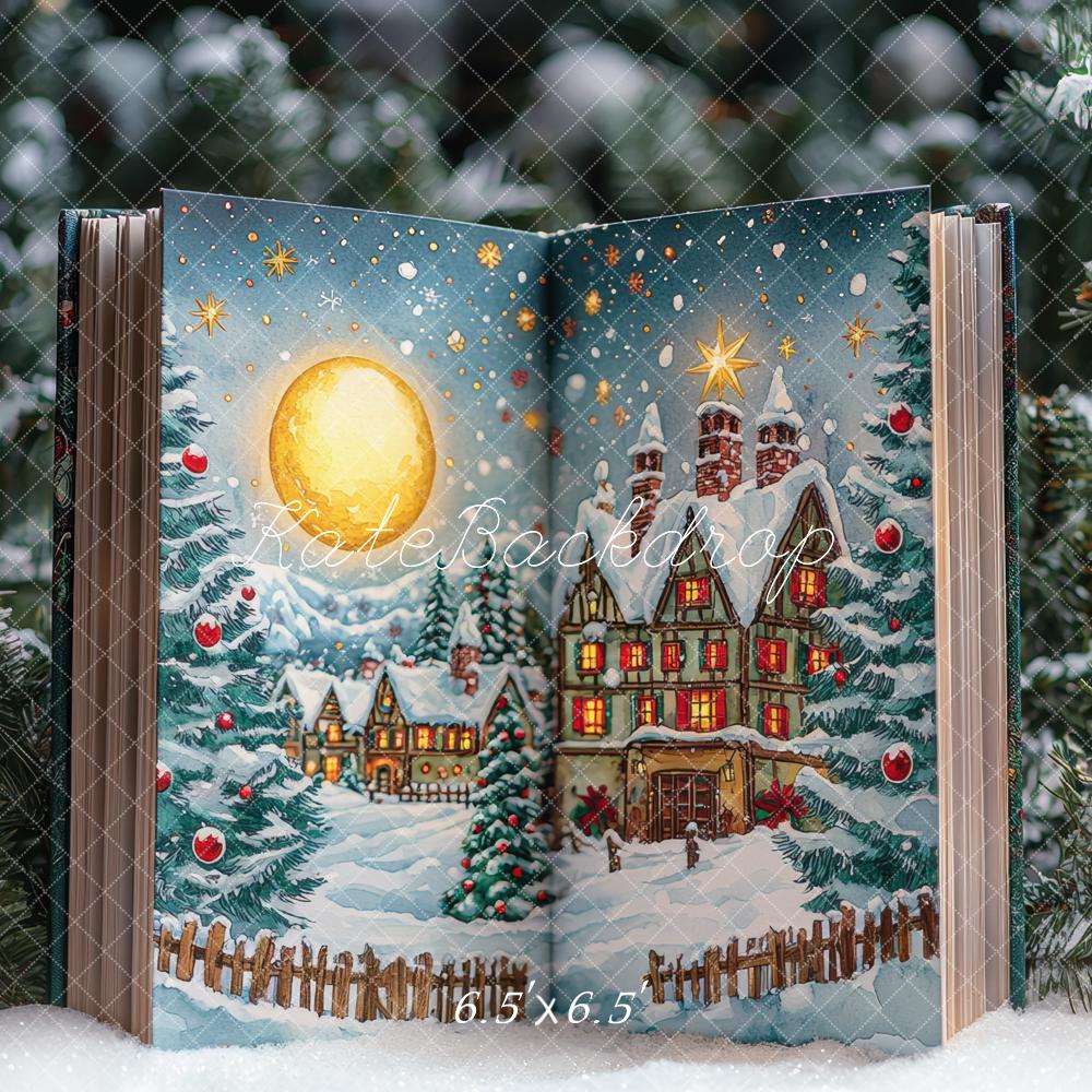 Kate Christmas Storybook Snowy Village Backdrop Designed by Mini MakeBelieve