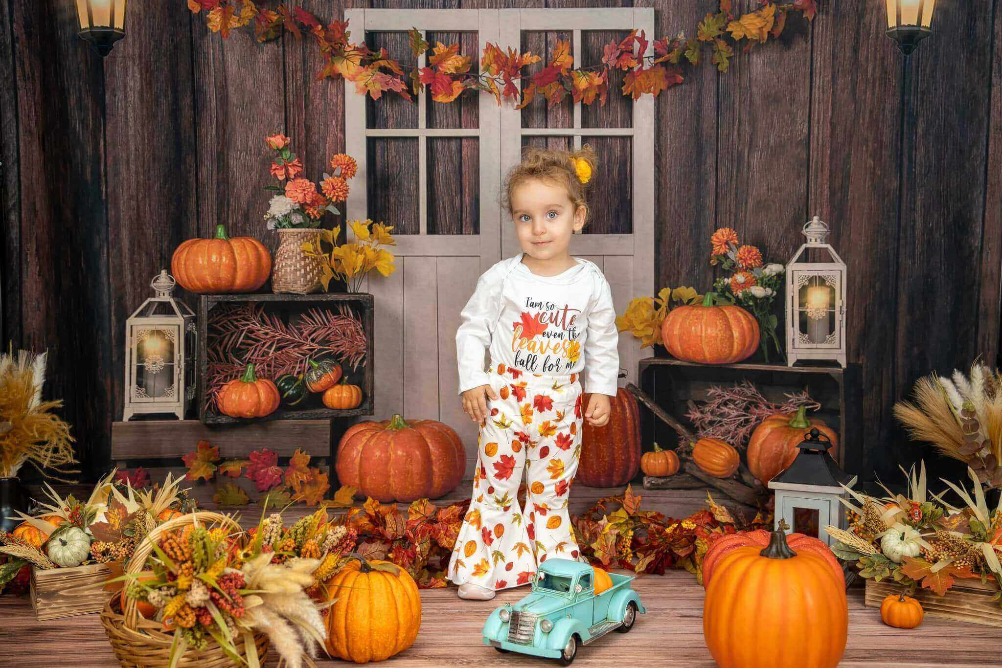 Kate Autumn/Thanksgiving Pumpkins with Lights Backdrop Designed by Jia Chan Photography - Kate Backdrop AU