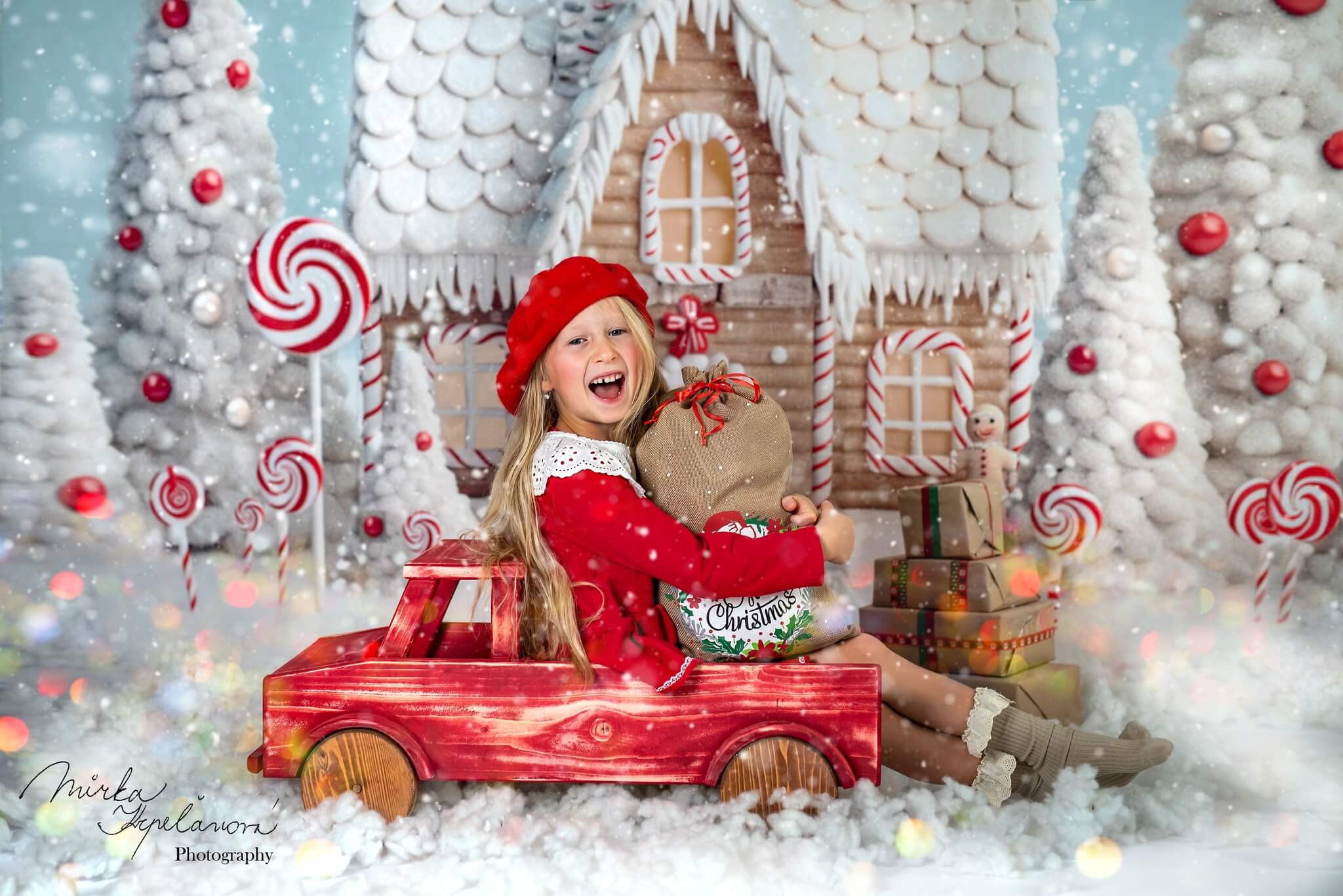 Kate Christmas Candy Backdrop Snow House Designed by Chain Photography - Kate Backdrop AU