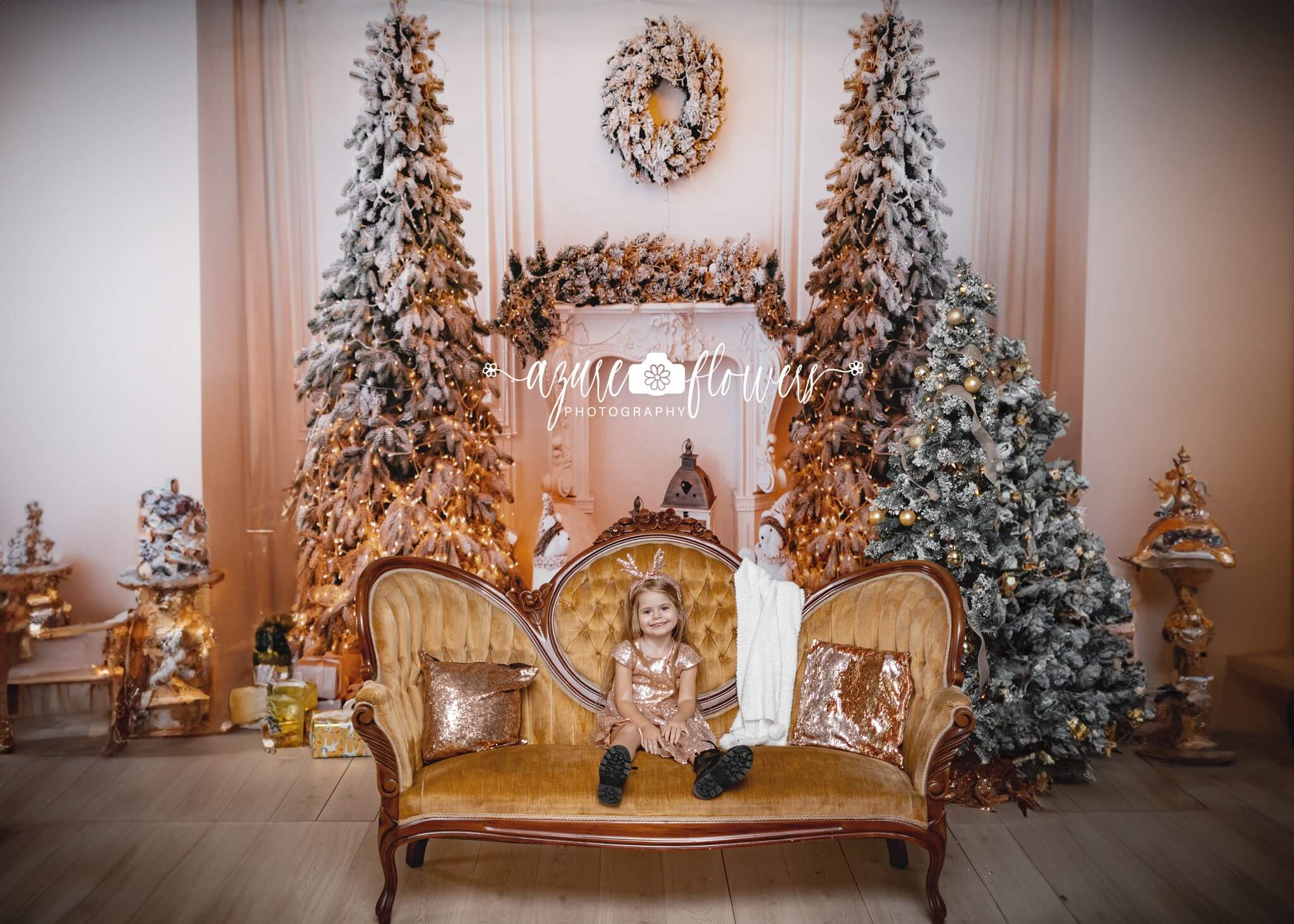 Kate Christmas White Fireplace Backdrop for Photography