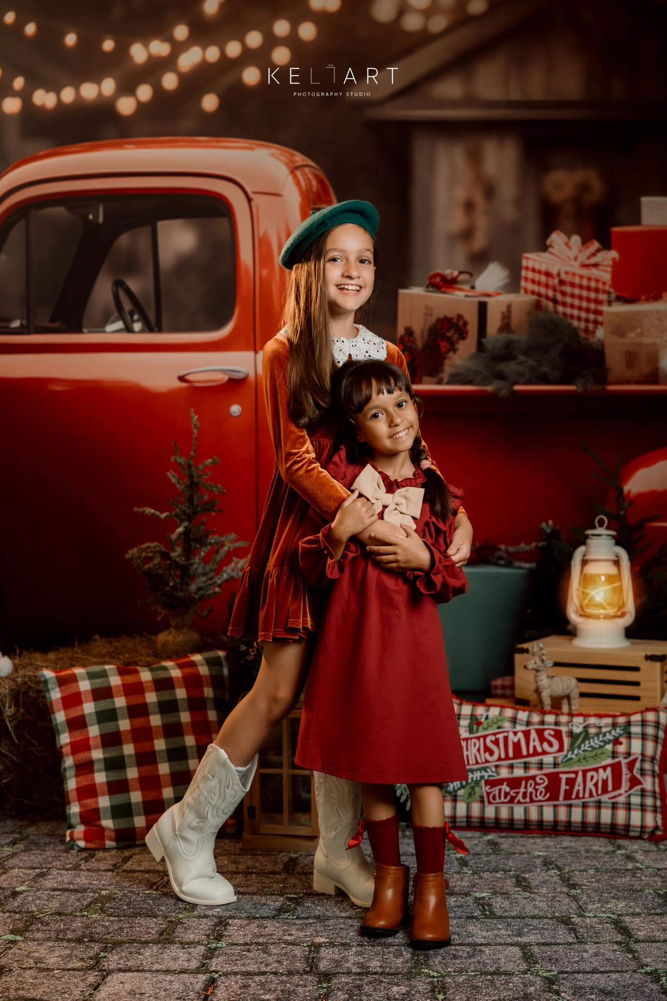 Kate Christmas Gift Red Truck Backdrop for Photography
