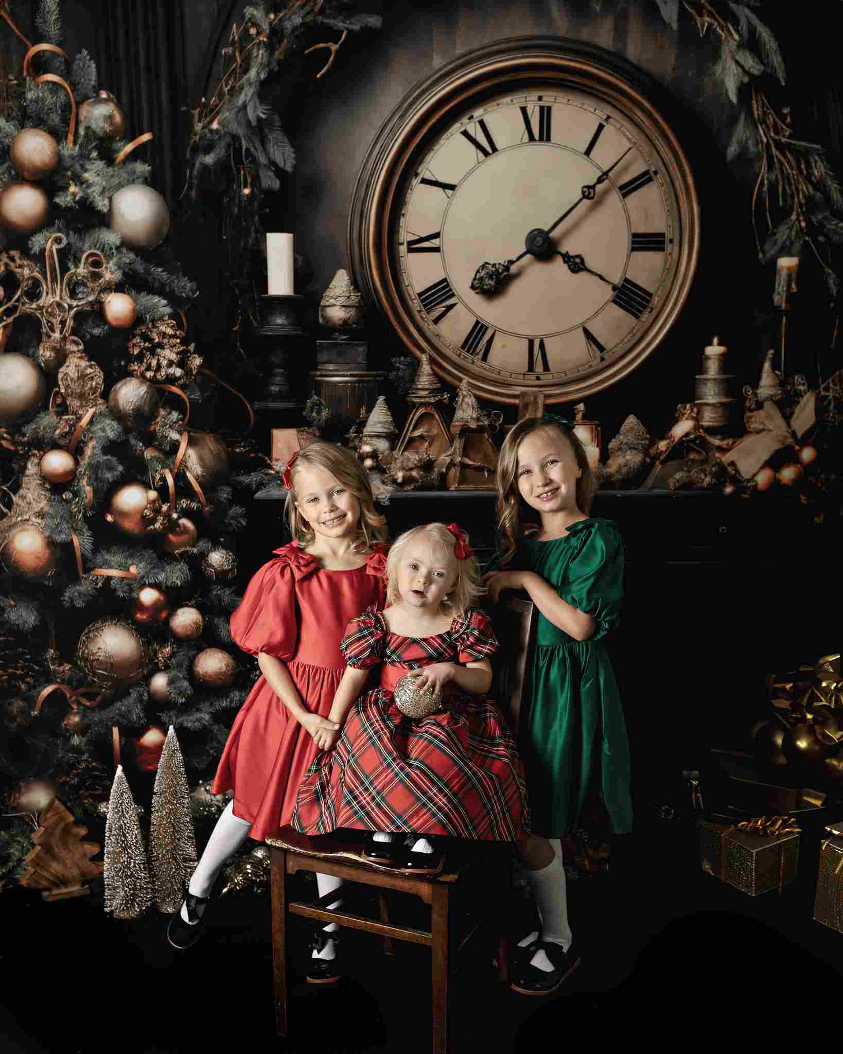 Kate Victorian Christmas Clock Backdrop for Photography