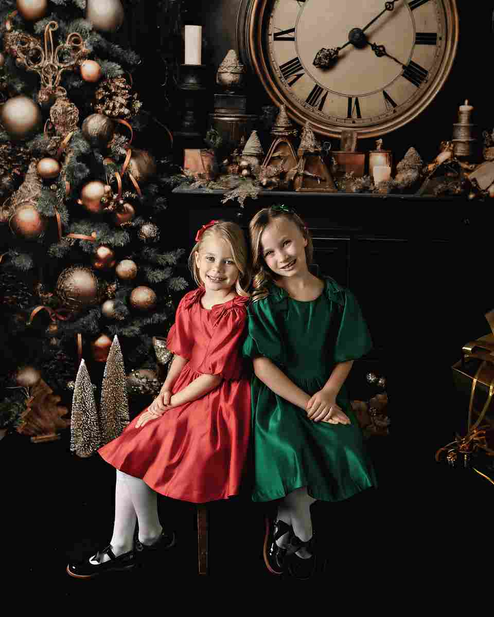Kate Victorian Christmas Clock Backdrop for Photography - Kate Backdrop AU