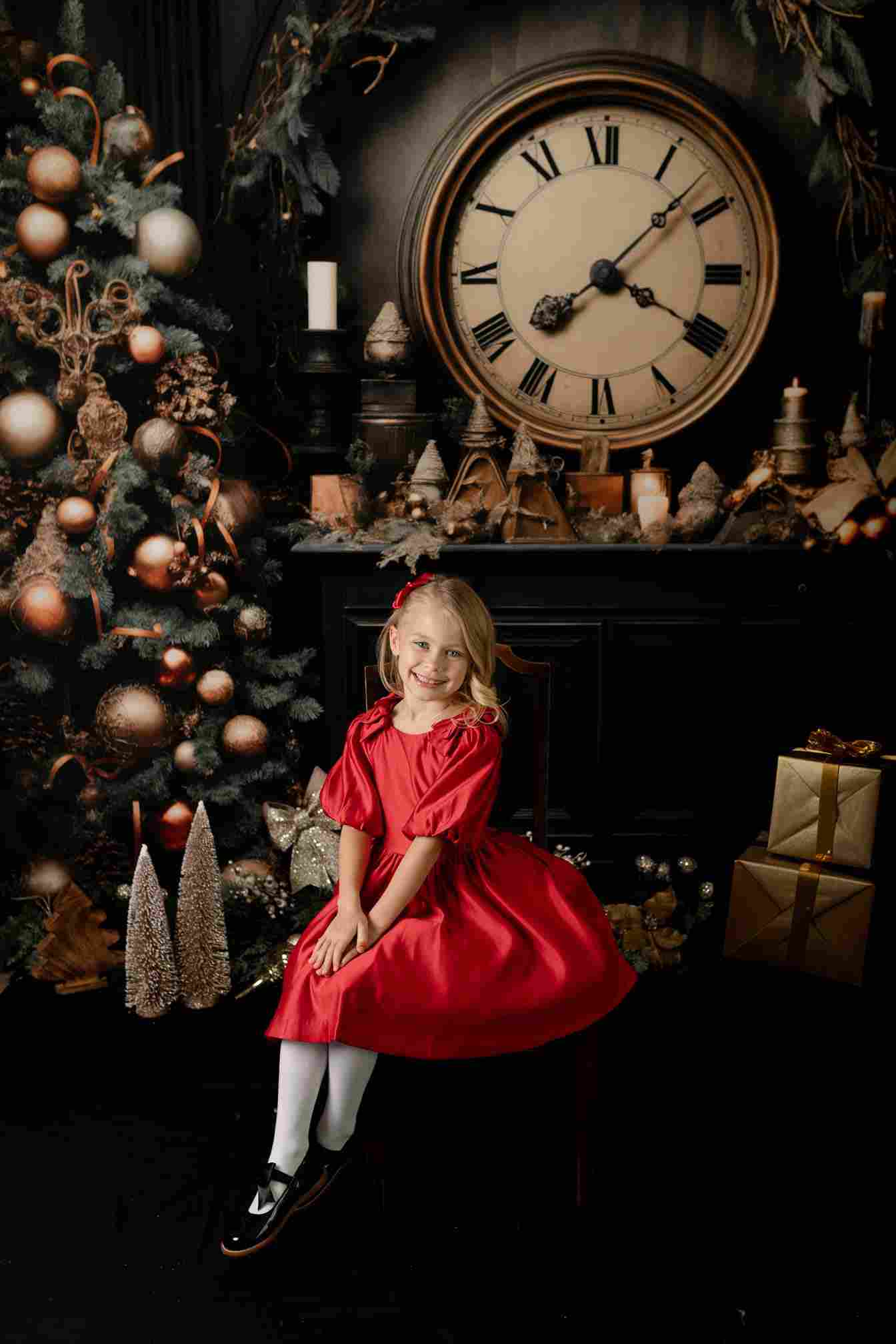Kate Victorian Christmas Clock Backdrop for Photography - Kate Backdrop AU