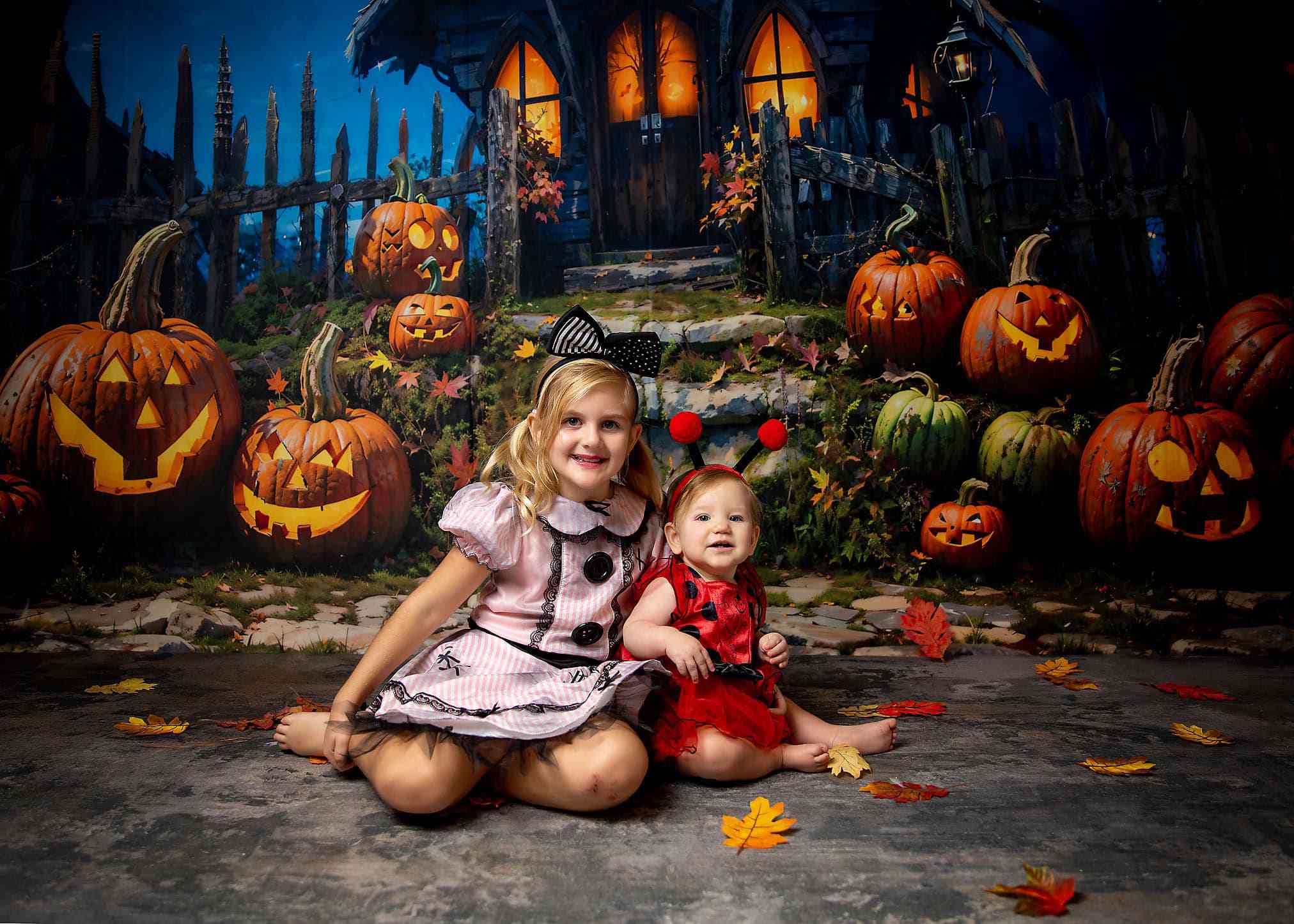 Kate Halloween Pumpkin House Backdrop Designed by Chain Photography - Kate Backdrop AU