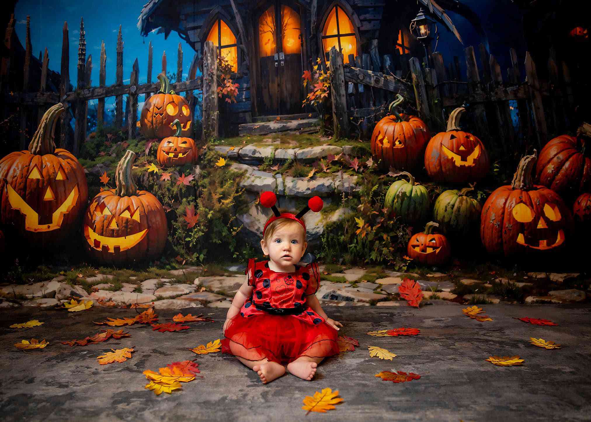 Kate Halloween Pumpkin House Backdrop Designed by Chain Photography - Kate Backdrop AU