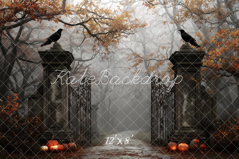 Kate Halloween Iron Gate Pumpkins Backdrop Designed by Patty Roberts