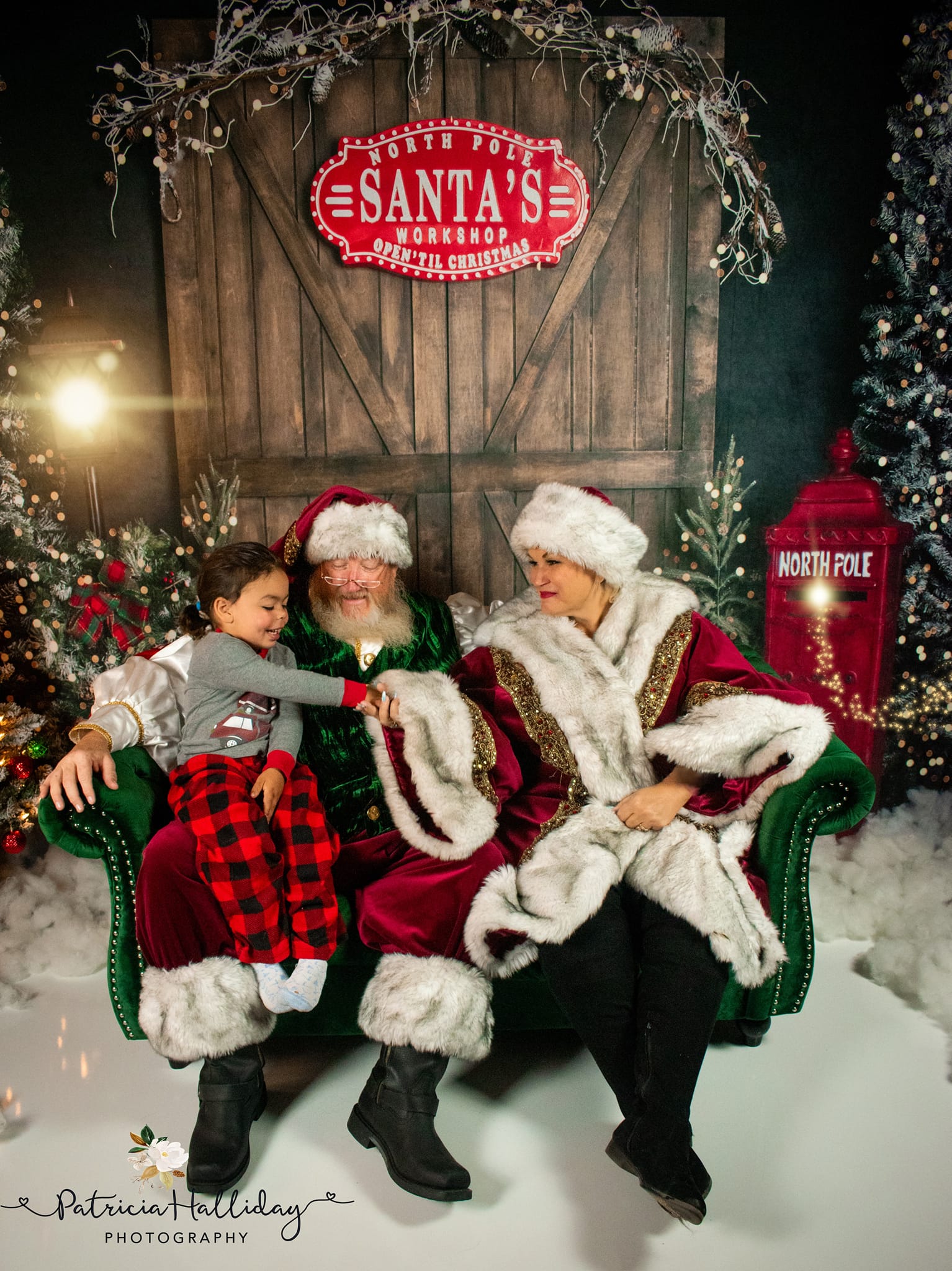 Kate Christmas Santa's Workshop Door With Lights Backdrop Designed by Abbas Studio - Kate Backdrop AU