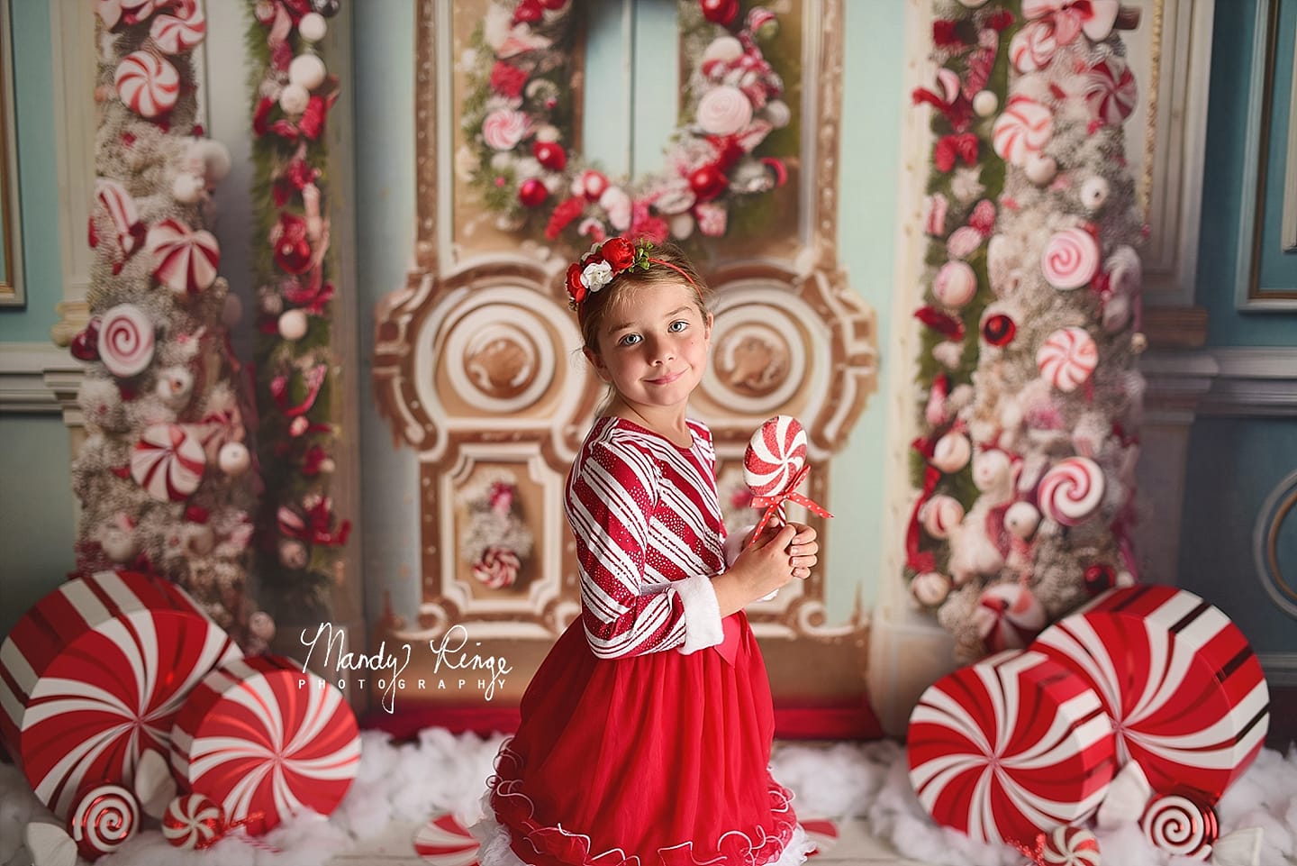 Kate Christmas Ornate Peppermint Doorway Backdrop Designed by Mandy Ringe Photography - Kate Backdrop AU