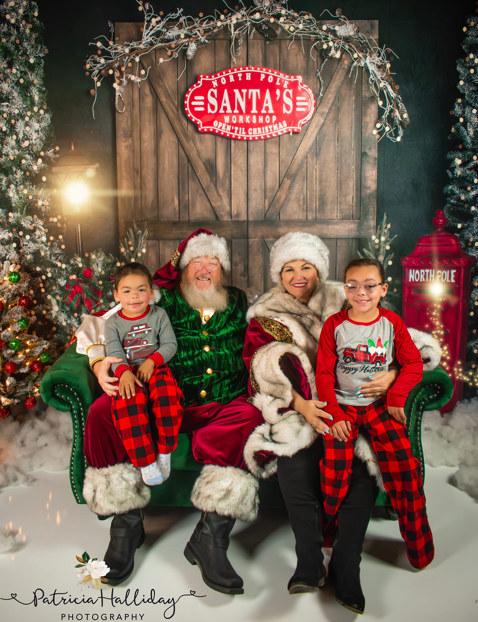 Kate Christmas Santa's Workshop Door With Lights Backdrop Designed by Abbas Studio - Kate Backdrop AU
