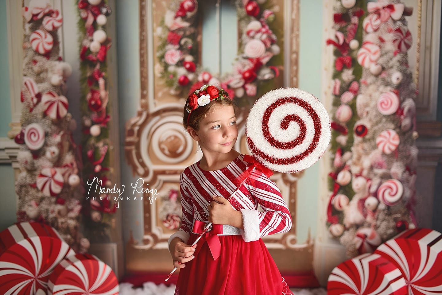 Kate Christmas Ornate Peppermint Doorway Backdrop Designed by Mandy Ringe Photography - Kate Backdrop AU