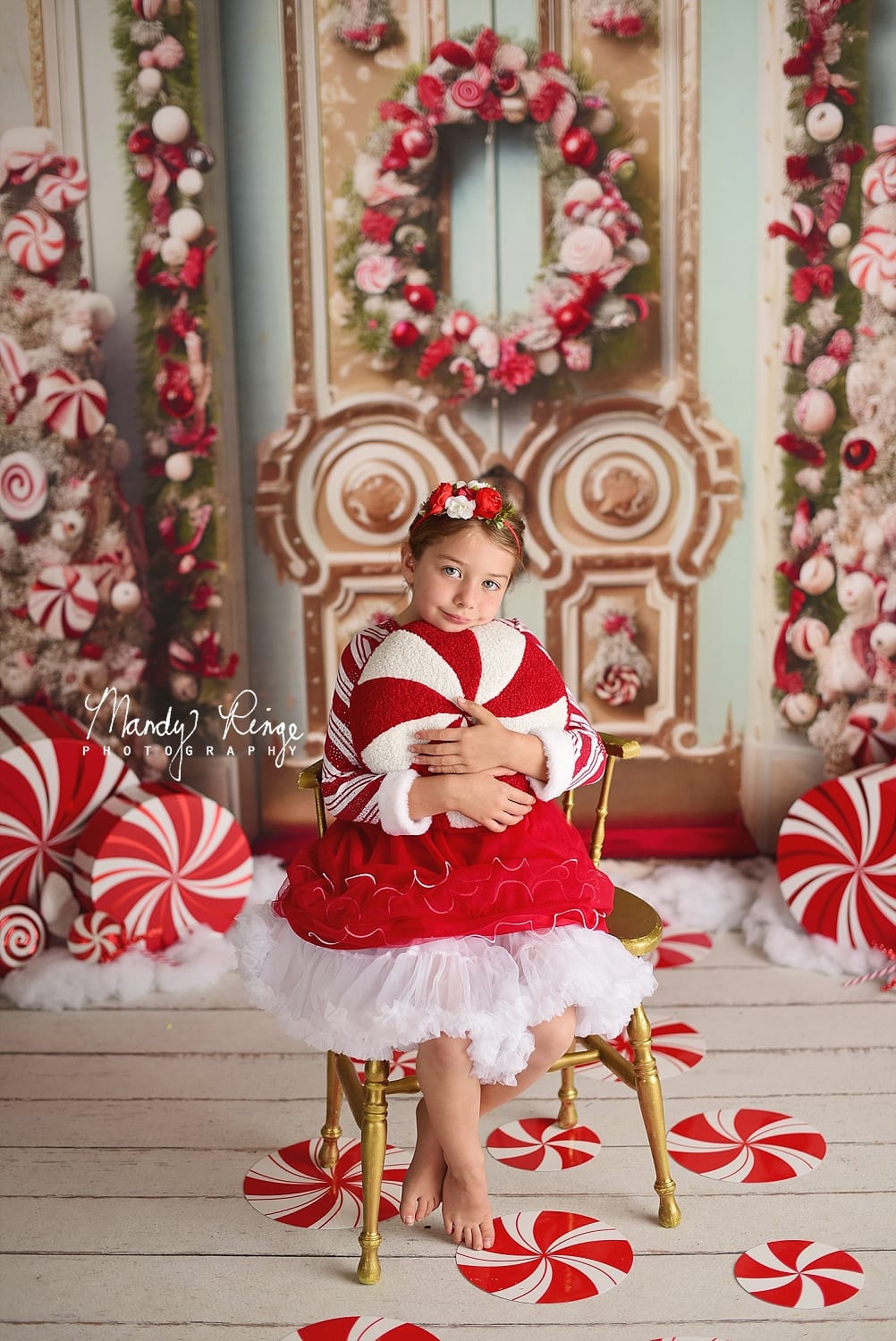 Kate Christmas Ornate Peppermint Doorway Backdrop Designed by Mandy Ringe Photography - Kate Backdrop AU