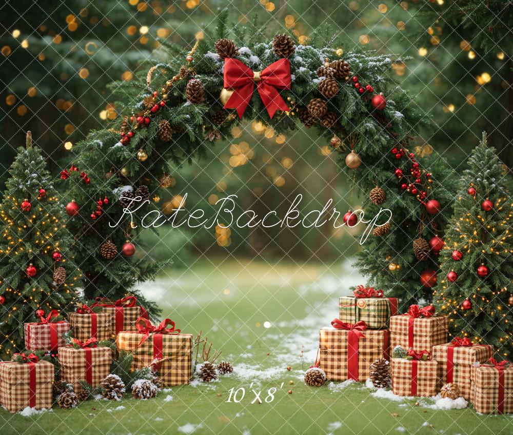 Kate Christmas Arch Gift Boxes Fleece Backdrop Designed by Emetselch - Kate Backdrop AU