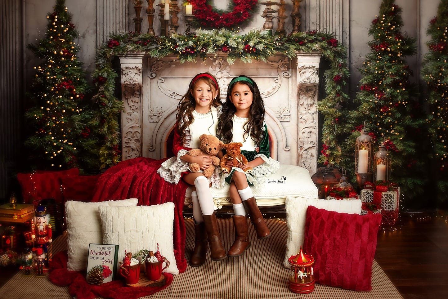Kate Christmas Retro Fireplace Backdrop Designed by Emetselch - Kate Backdrop AU