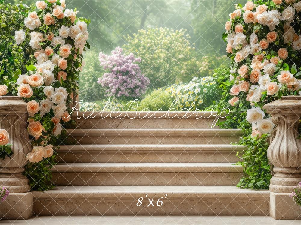 Kate Flower Stairs Spring Backdrop Designed by Mini MakeBelieve - Kate Backdrop AU