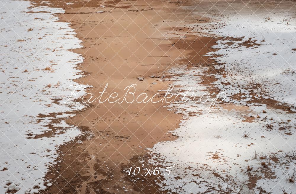 Kate Snowy Ground Dirt Fleece Backdrop Designed by Kate Image - Kate Backdrop AU
